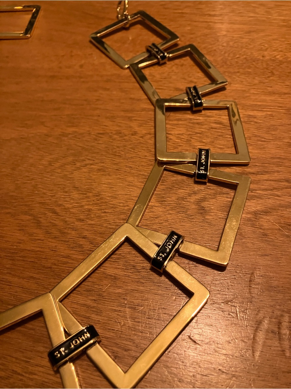 St.John Adjustable Metal Square Link Belt- Vintage Runway